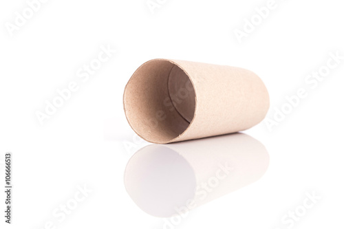 Paper tube of toilet paper isolated on white