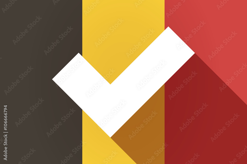 Long shadow Belgium flag with a check mark Long shadow Belgium flag with a check mark