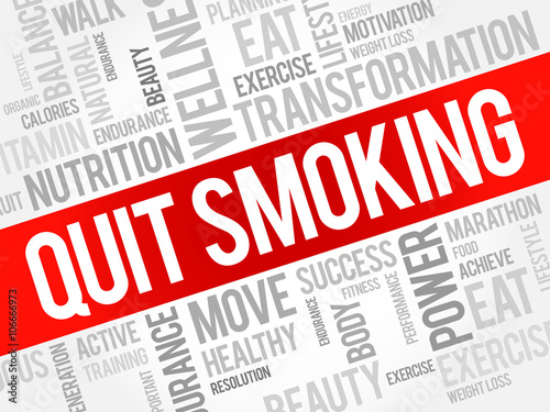 Quit Smoking word cloud background, health concept