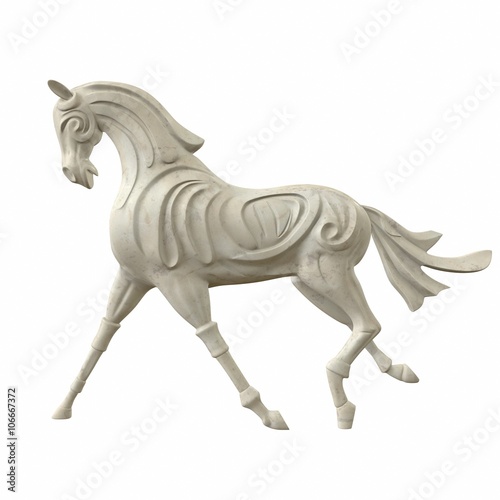 Sculpture of horse gait. 3d illustration