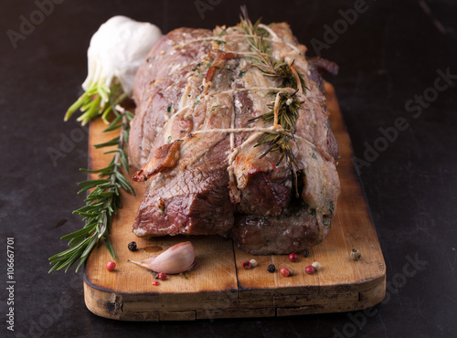 Beef roulade with smoked bacon and rosemary