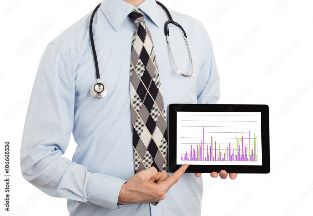 Doctor holding tablet - Graph Doctor holding tablet - Graph