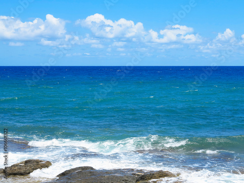 Clear azure sea water landskape and rocks near Crete coast  Gree