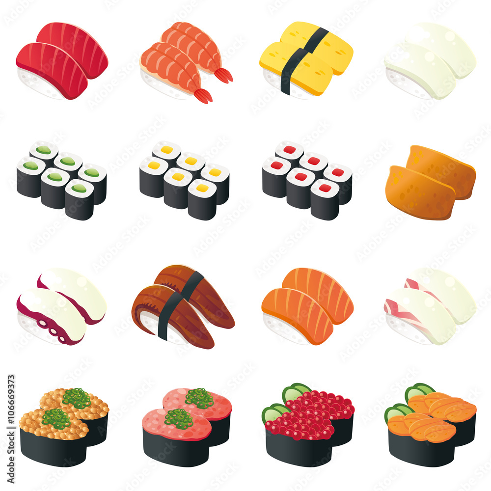 寿司 アイコン セット Stock ベクター | Adobe Stock