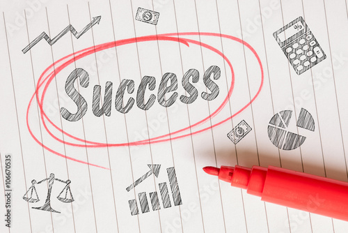 Financiel success sketch with a red marker photo