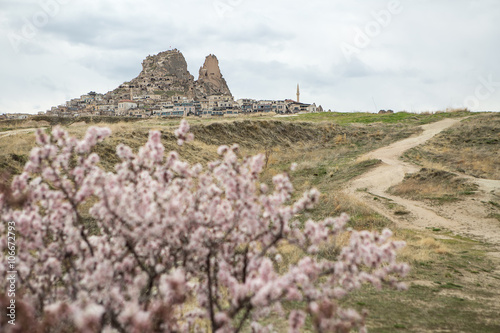 Old town around rock photo