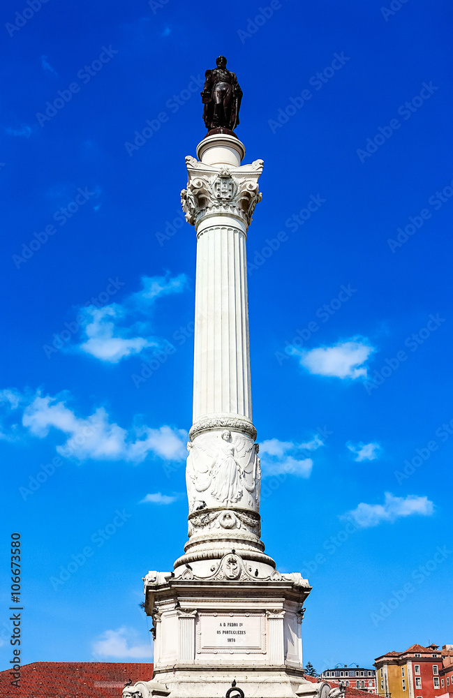 Fototapeta premium Monument Pedro IV. Rossio square - The heart of the city of Lisbon, Portugal