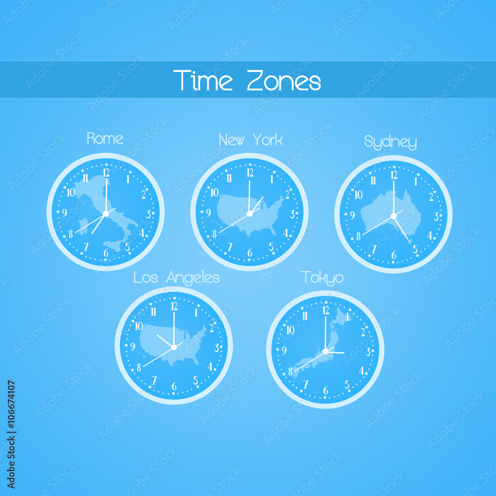 time zones clocks Stock Illustration Adobe Stock