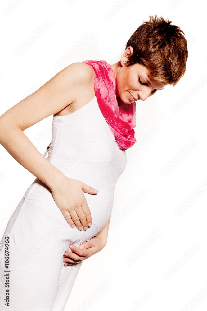 portrait of pregnant woman on white background portrait of pregnant woman on white background