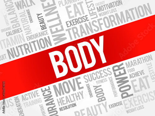 BODY word cloud, fitness, sport, health concept