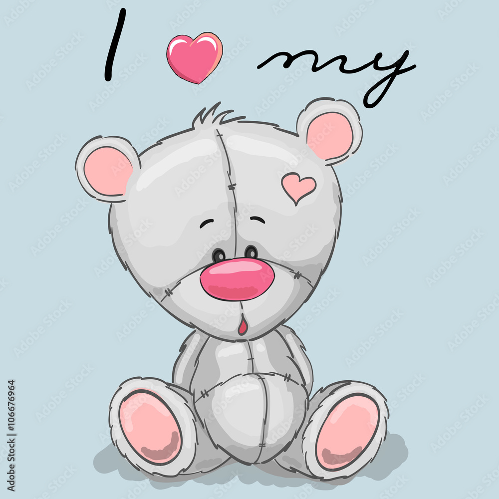 Naklejka premium Cute Cartoon Teddy