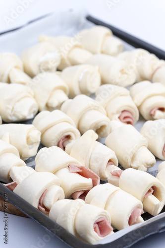 Bakery rolls prepared for baking