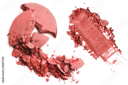 Crushed blusher isolated on white 