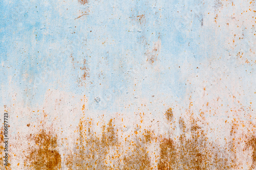 Old blue cracked paint on metal background © kkolosov