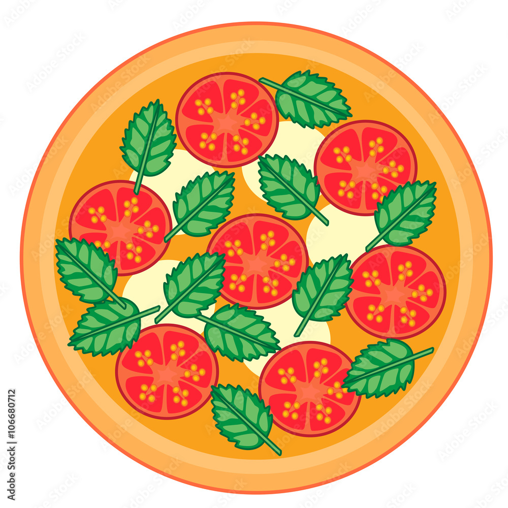 Margherita pizza vector illustration Stock Vector Adobe Stock