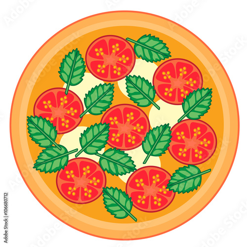 Margherita pizza vector illustration