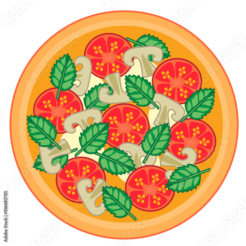 pizza with mushrooms vector illustration
