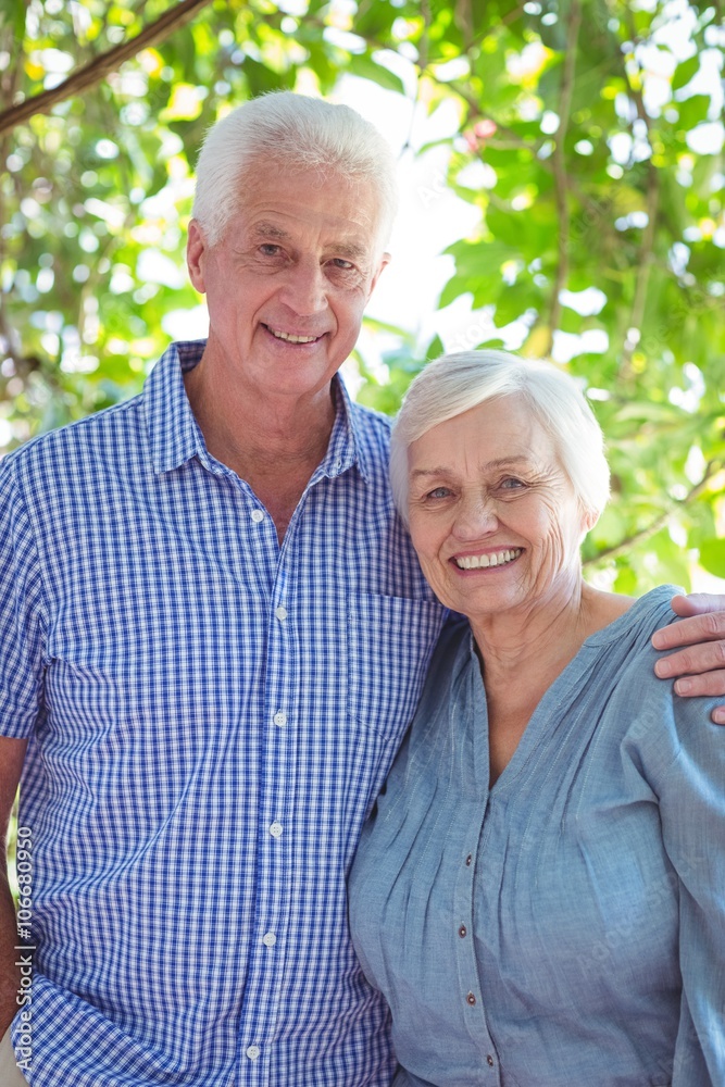 Cheerful senior couple with arm around Cheerful senior couple with arm around