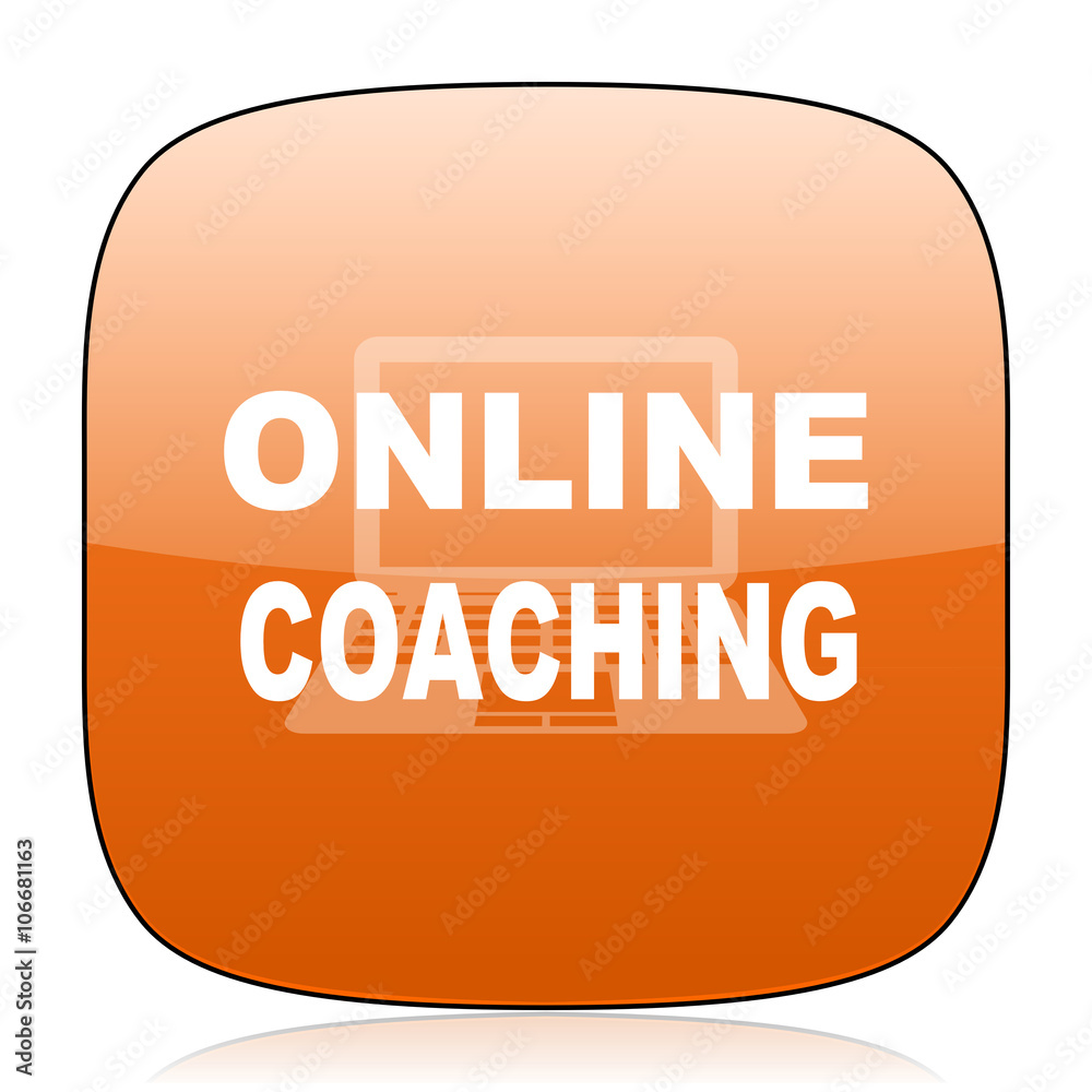 online coaching orange square web design glossy icon