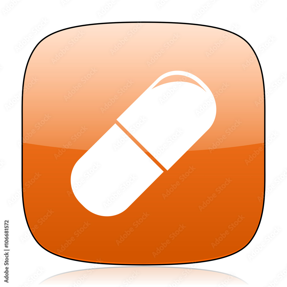 drugs orange square web design glossy icon