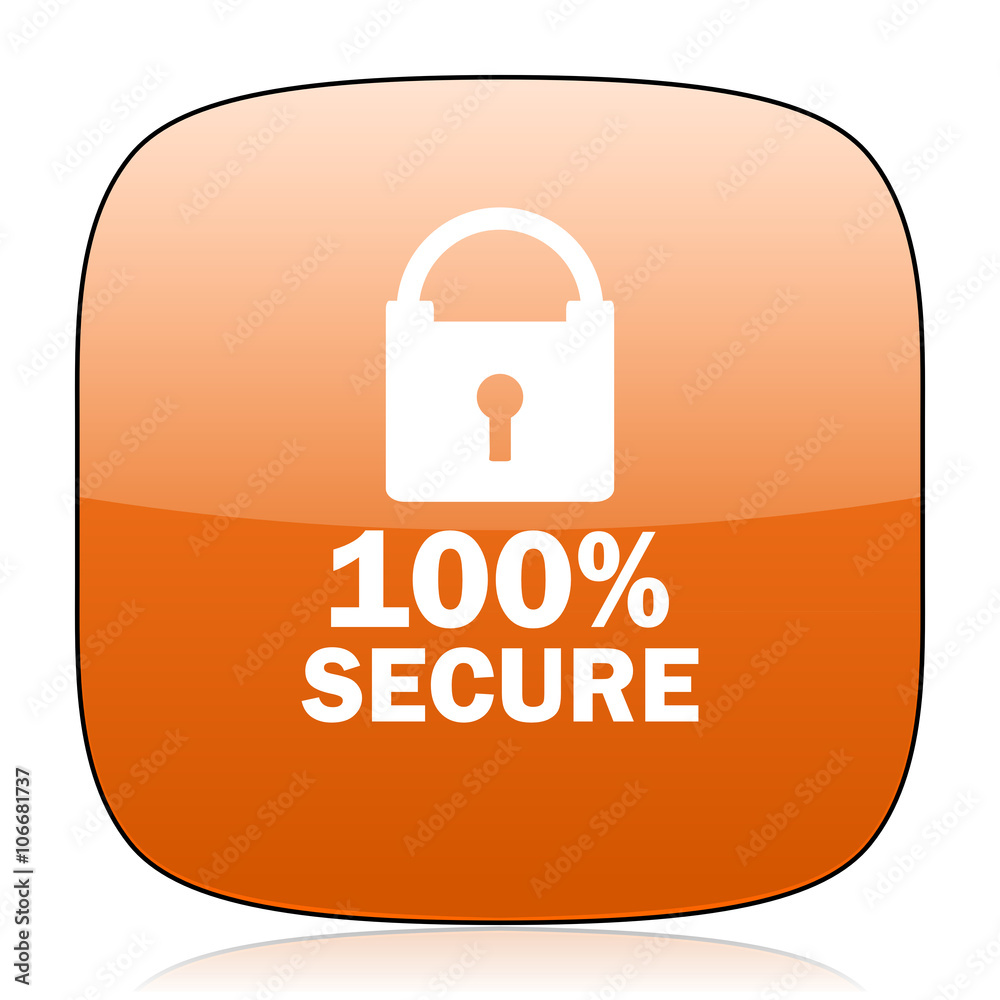 secure orange square web design glossy icon secure orange square web design glossy icon