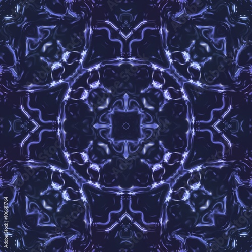 Magic blue shiny jewel, seamless kaleidoscopic pattern  
