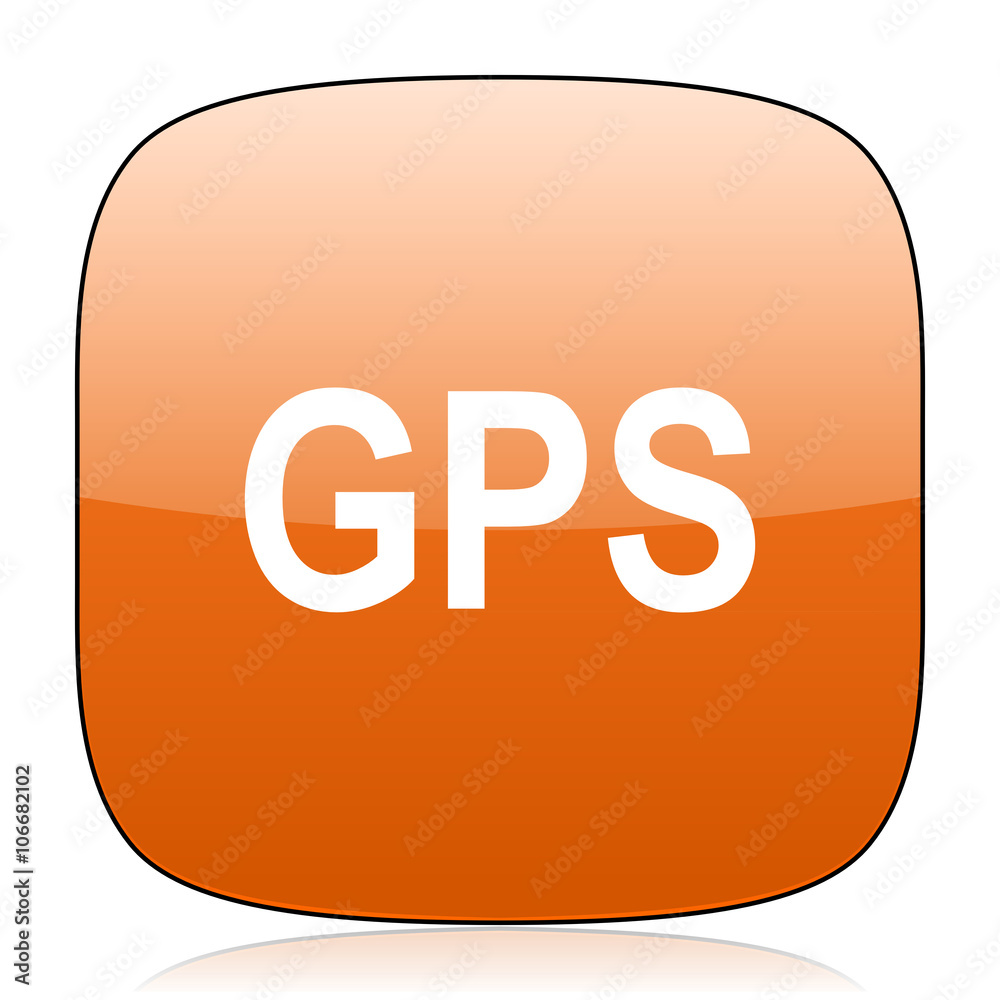 gps orange square web design glossy icon gps orange square web design glossy icon
