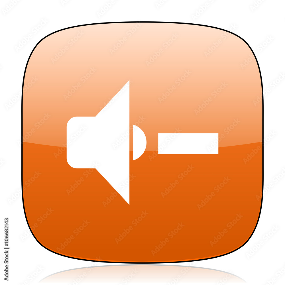 speaker volume orange square web design glossy icon speaker volume orange square web design glossy icon