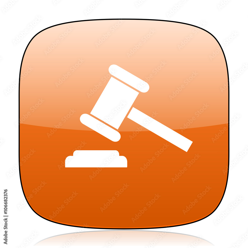 auction orange square web design glossy icon auction orange square web design glossy icon