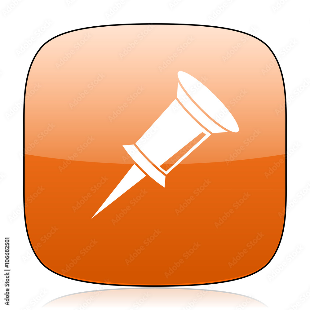 pin orange square web design glossy icon pin orange square web design glossy icon