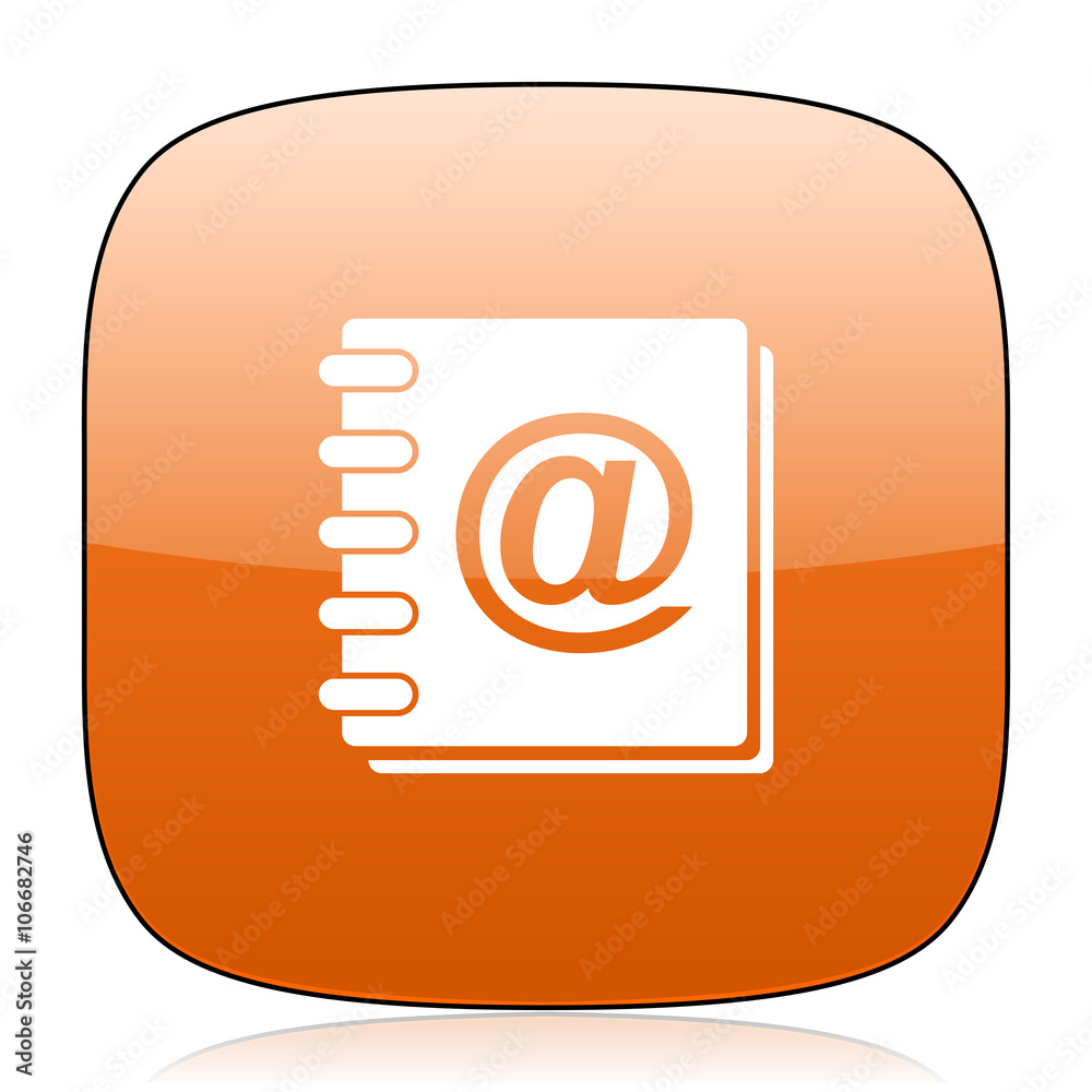 address book orange square web design glossy icon address book orange square web design glossy icon