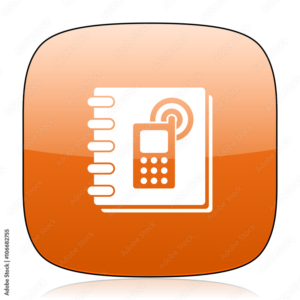phonebook orange square web design glossy icon phonebook orange square web design glossy icon