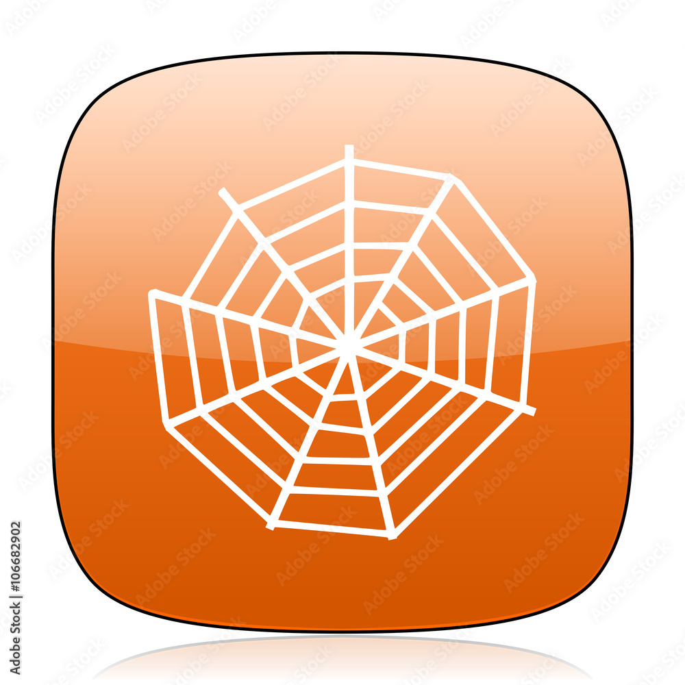 spider modern web orange square web design glossy icon spider modern web orange square web design glossy icon