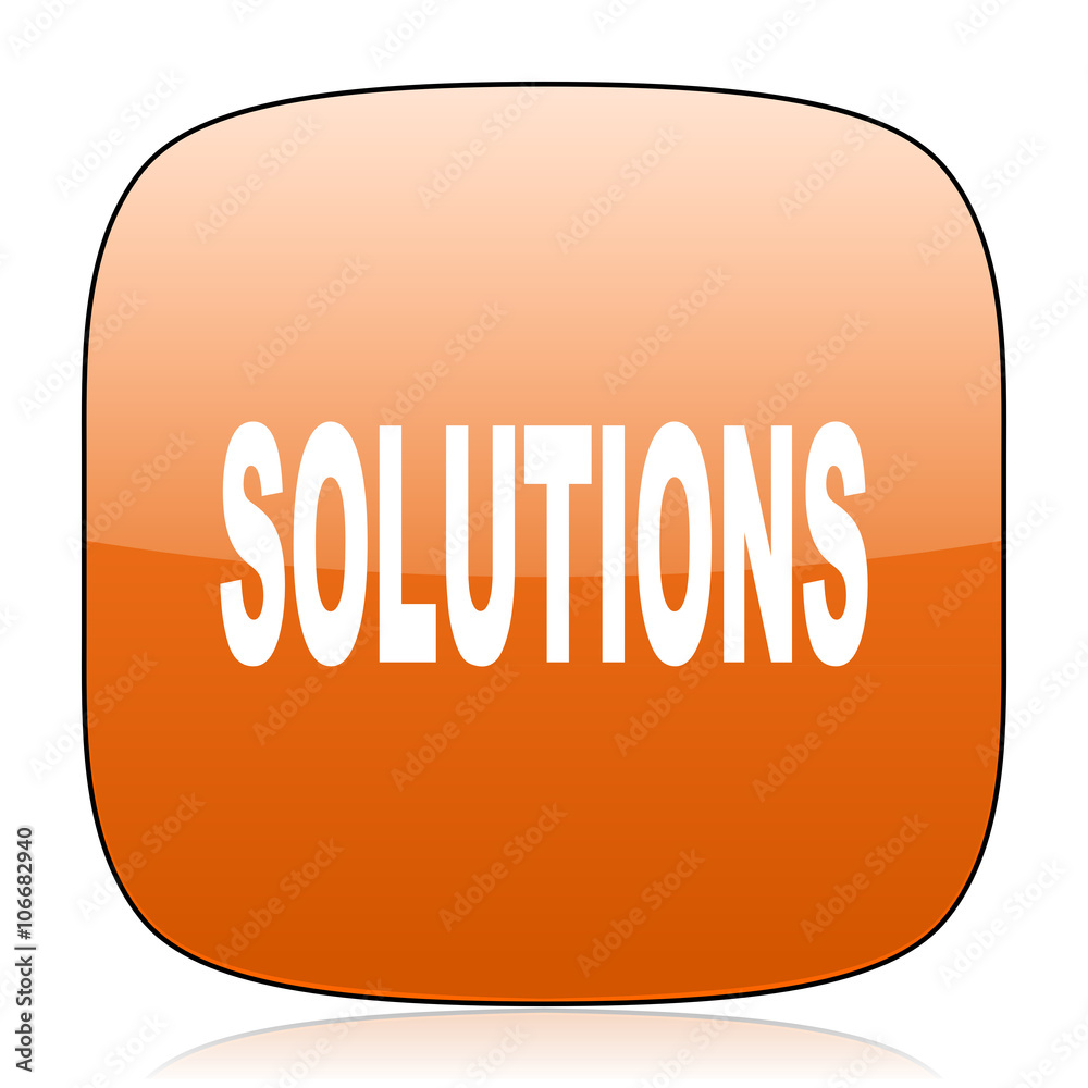 solutions orange square web design glossy icon solutions orange square web design glossy icon