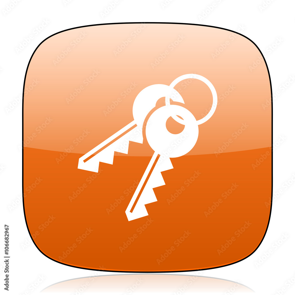 keys orange square web design glossy icon keys orange square web design glossy icon