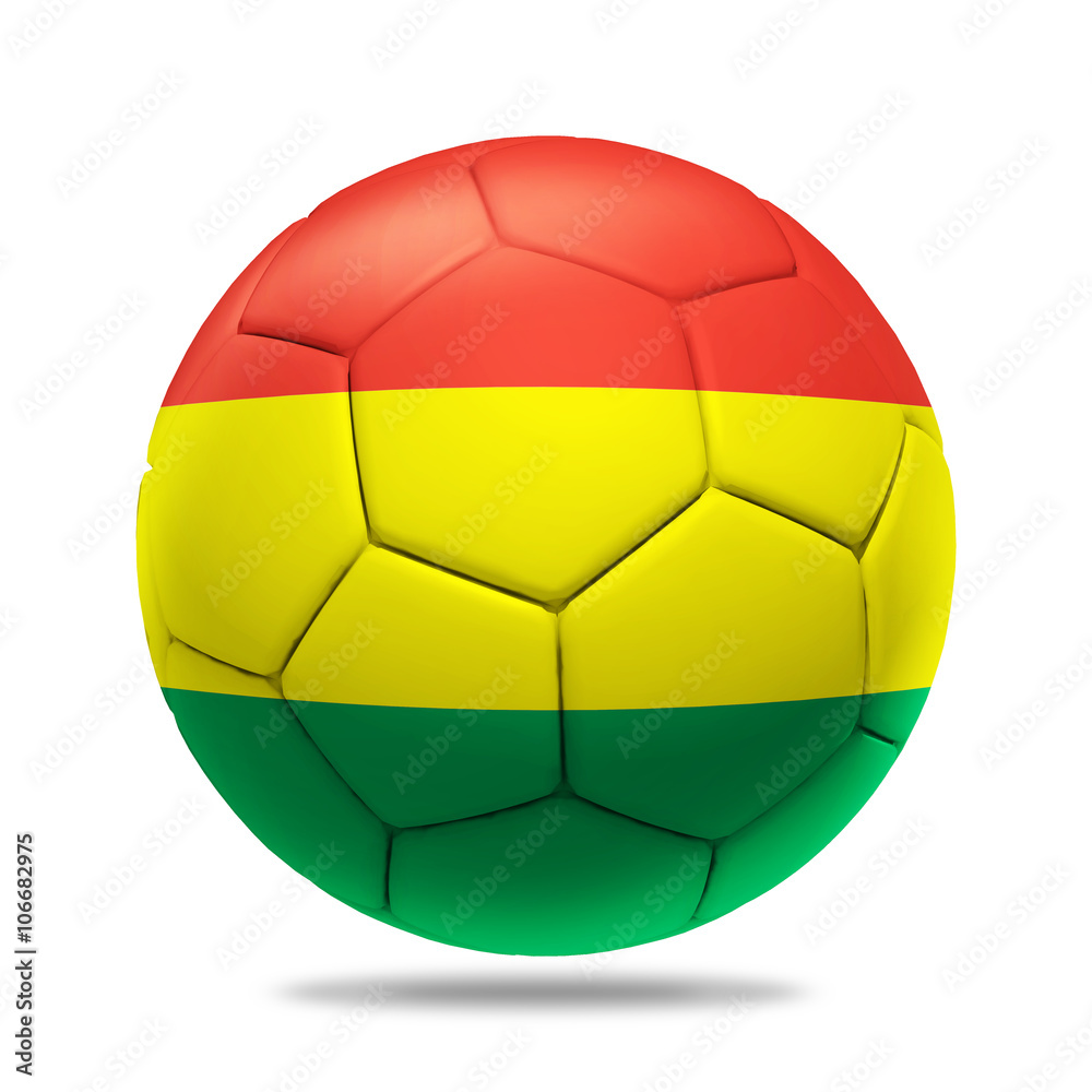 3D soccer ball with Bolivia team flag, isolated on white 3D soccer ball with Bolivia team flag, isolated on white