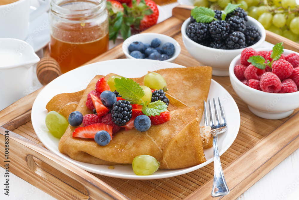 crepes with fresh berries and honey crepes with fresh berries and honey