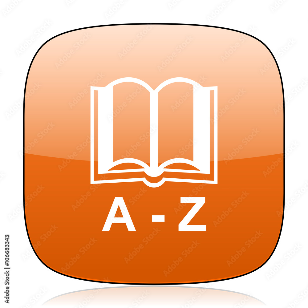 dictionary orange square web design glossy icon dictionary orange square web design glossy icon