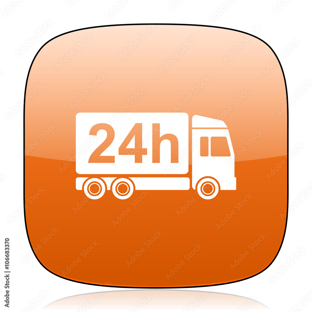 delivery orange square web design glossy icon delivery orange square web design glossy icon