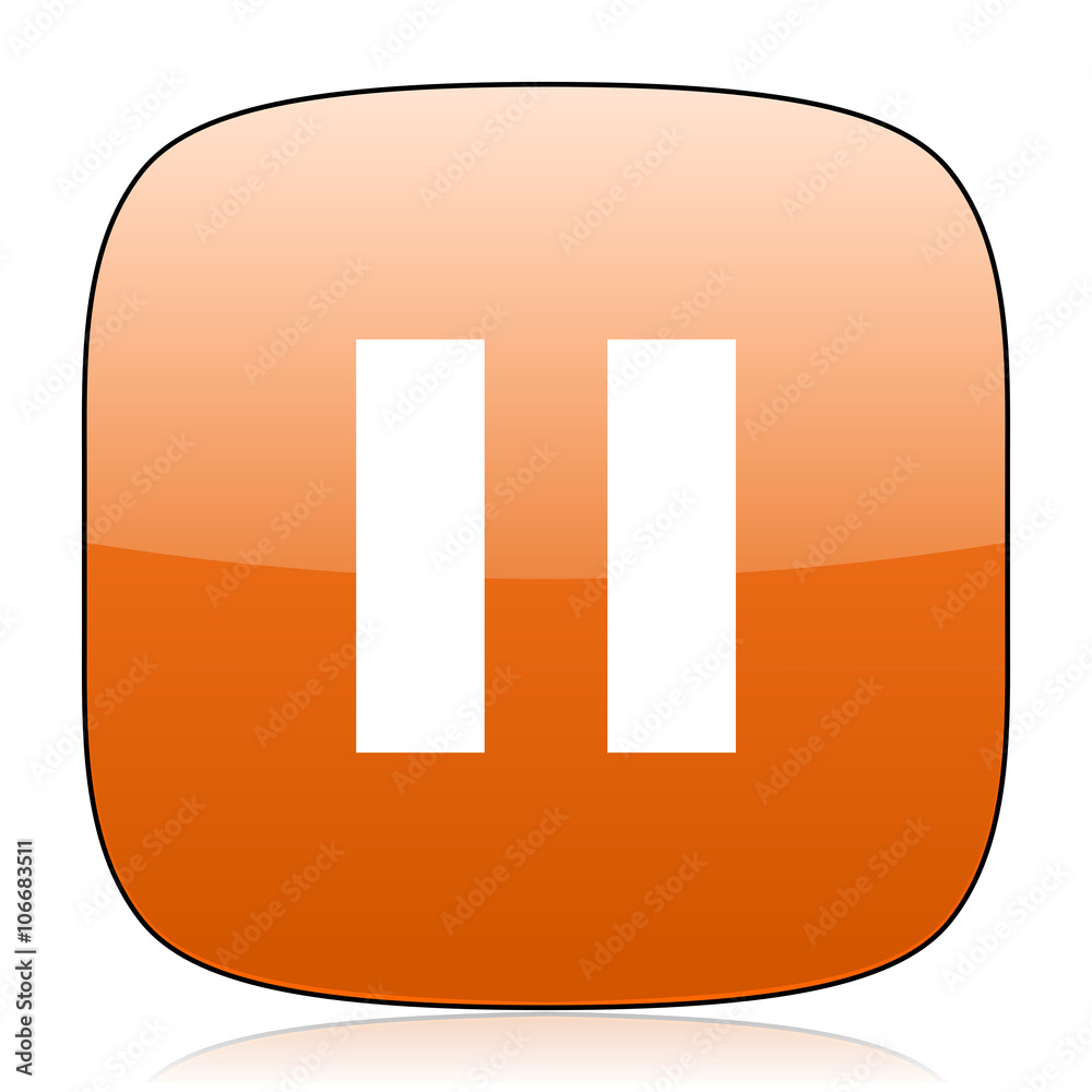 pause orange square web design glossy icon pause orange square web design glossy icon