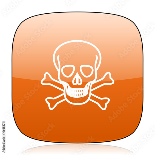 skull orange square web design glossy icon