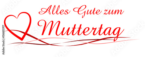 Banner Alles Gute zum Muttertag mit rotem Herzen