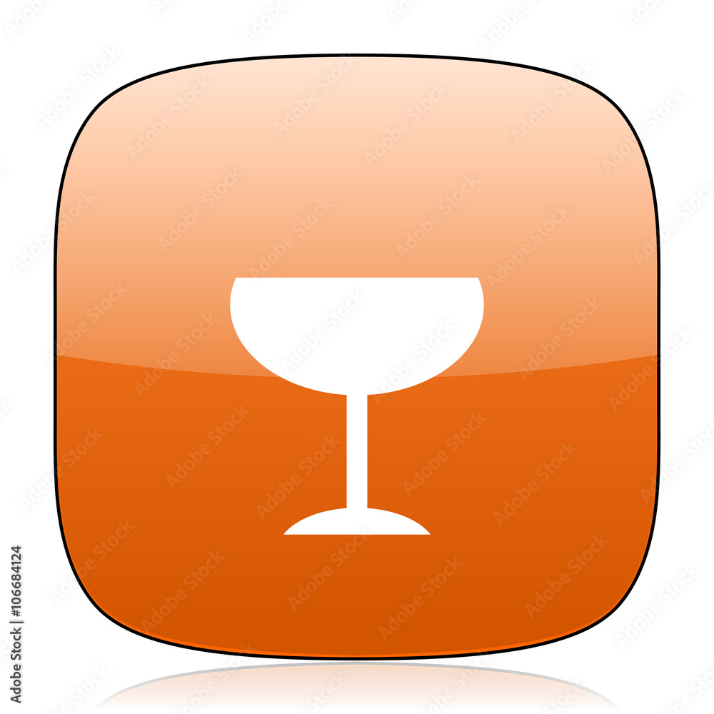 alcohol  orange square web design glossy icon