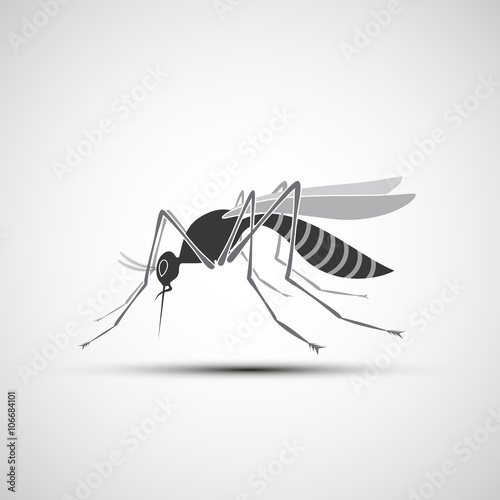 Mosquito Icon with stinger isolated on white background. Zika vi
