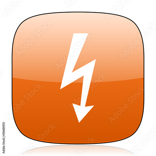Free Download bolt orange square web design glossy icon - GFXLoad