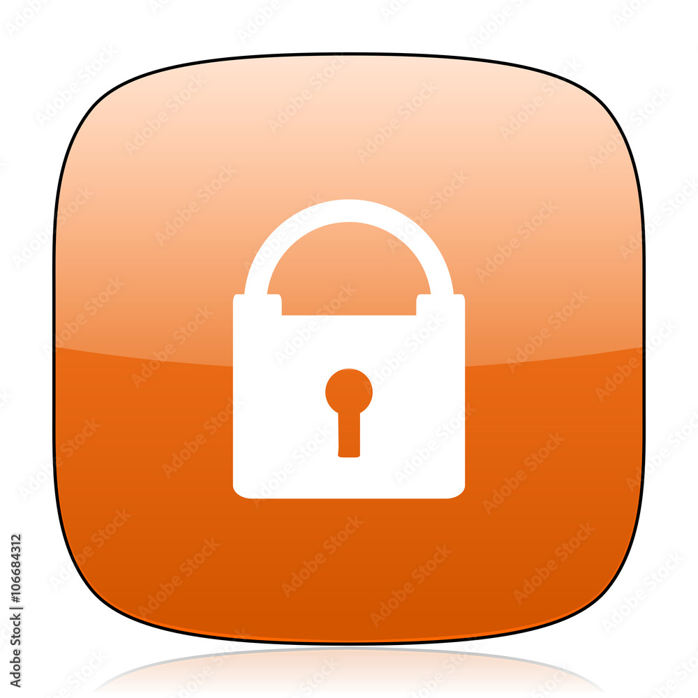 padlock orange square web design glossy icon padlock orange square web design glossy icon