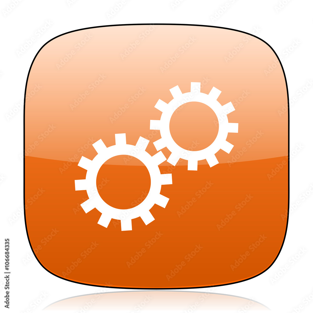 gear orange square web design glossy icon gear orange square web design glossy icon