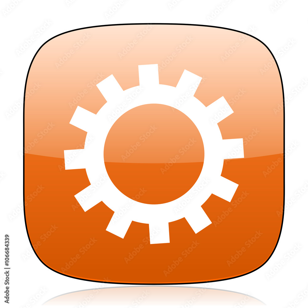 gear orange square web design glossy icon gear orange square web design glossy icon