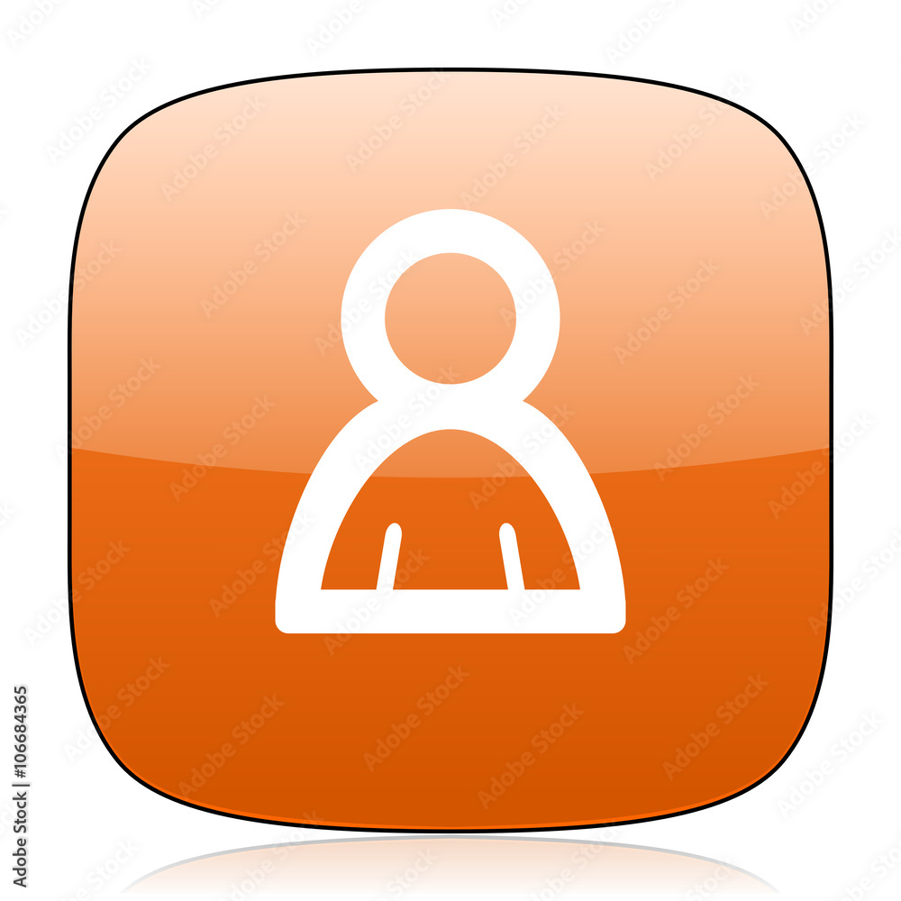 person orange square web design glossy icon person orange square web design glossy icon