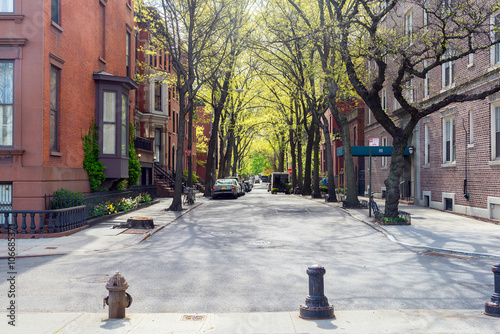 sunny day at the street in Brooklyn, New York photo